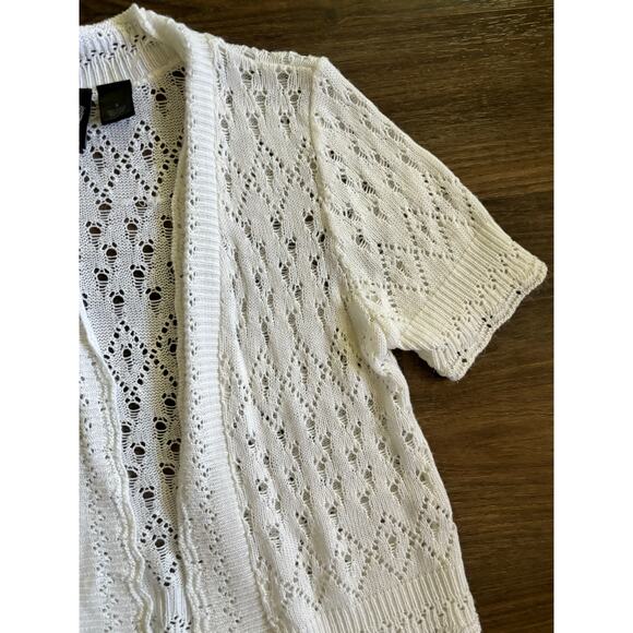 Y2k Jason Maxwell White Knit Cardigan Short sleeve Cropped Size Small Acrylic - Picture 5 of 7